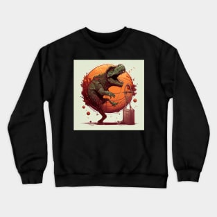 Dinosaur Playing Basketball Funny Crewneck Sweatshirt